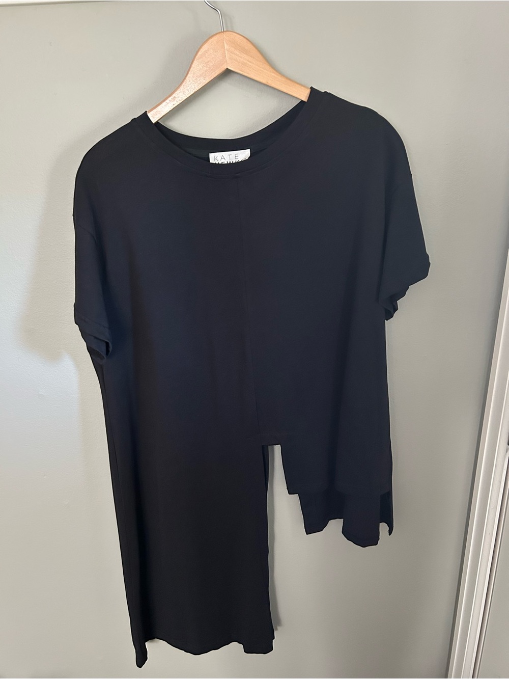 Large Kate Hewko Japanese Inspired Spliced Short Sleeve Black Women's Top